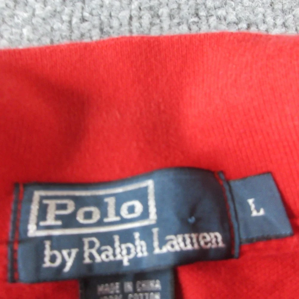 Polo Ralph Lauren Shirt Mens L Red Striped Button Up Short Sleeve Pony Preppy